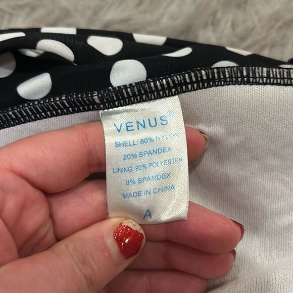 Venus women'ss white and black polka dot halter style swimsuit top - Picture 3 of 4